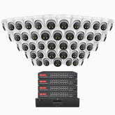H800X - 4K 64 Channel 48 Cameras PoE Security System, 1/1.8'' BSI Sensor, f/1.6 Aperture (0.003 Lux), Siren & Strobe Alarm,Two-Way Audio, Human & Vehicle Detection,  Perimeter Protection, Works with Alexa, All-Metal Housing